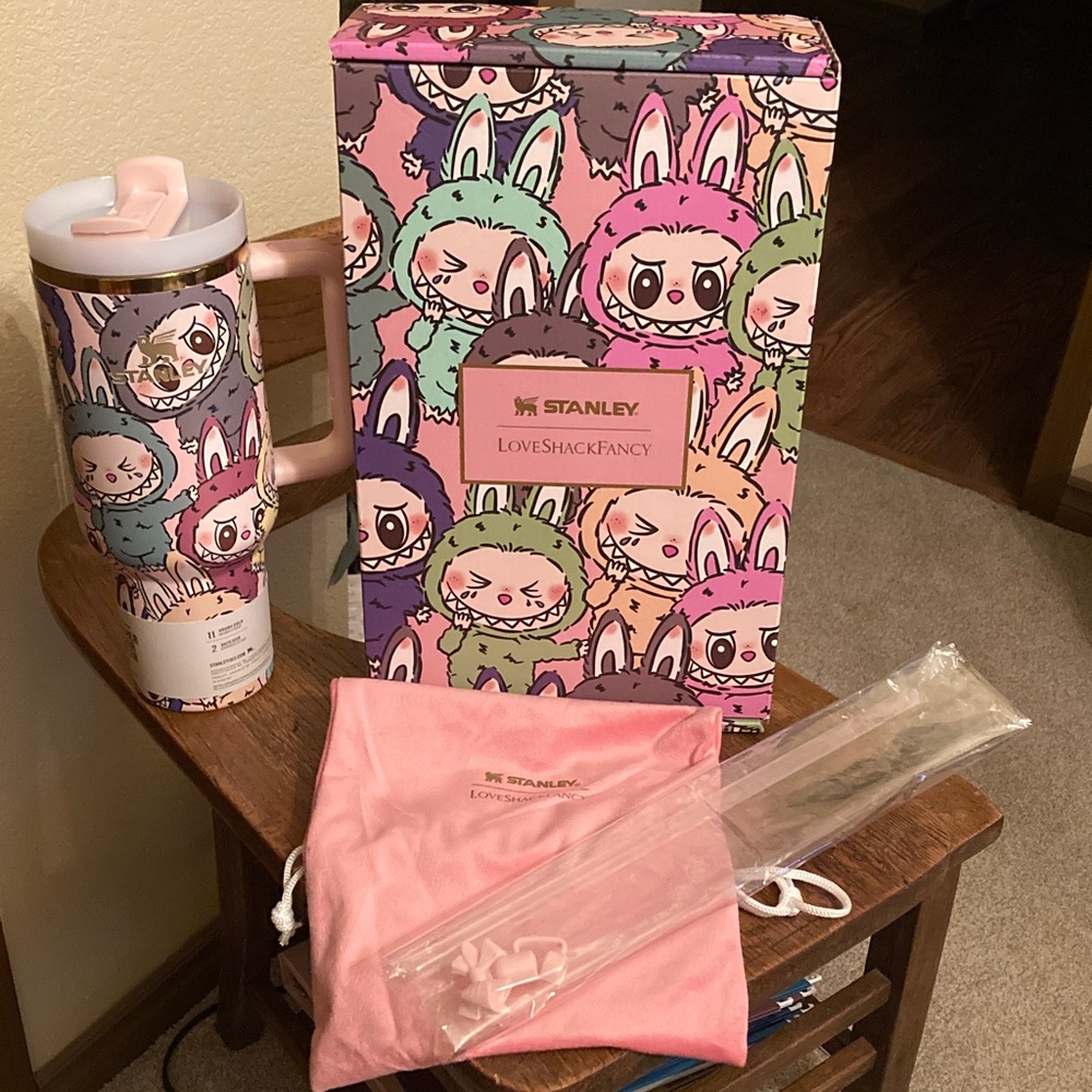 STANLEY x LOVESHACKFANCY x Labubu Collab QUENCHER H2.0 TUMBLER 40 Oz Bundle NIB - Picture 2 of 15
